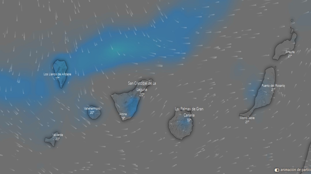 Entra por Canarias un frente "muy roto" que dejará lluvias moderadas