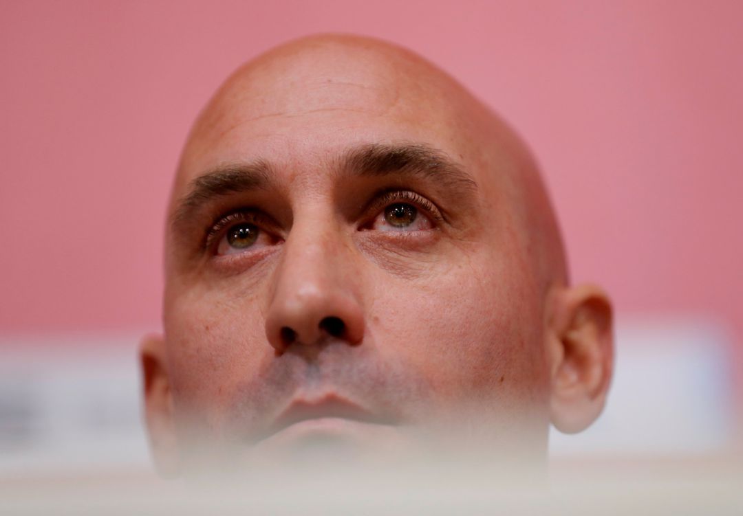 Soccer Football - Spain Press Conference - Spanish Football Federation Headquarters, Las Rozas, Madrid, Spain - November 19, 2019 Spanish soccer federation president Luis Rubiales during the press conference REUTERS, Susana Vera Soccer Football - Spain Press Conference - Spanish Football Federation Headquarters, Las Rozas, Madrid, Spain - November 19, 2019 Spanish soccer federation president Luis Rubiales during the press conference REUTERS, Susana Vera