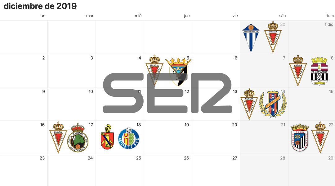 Exigente calendario del Real Murcia en diciembre Exigente calendario del Real Murcia en diciembre