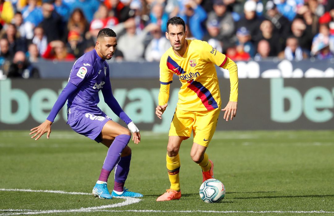 Busquets, durante el partido contra el Leganés. Busquets, durante el partido contra el Leganés.