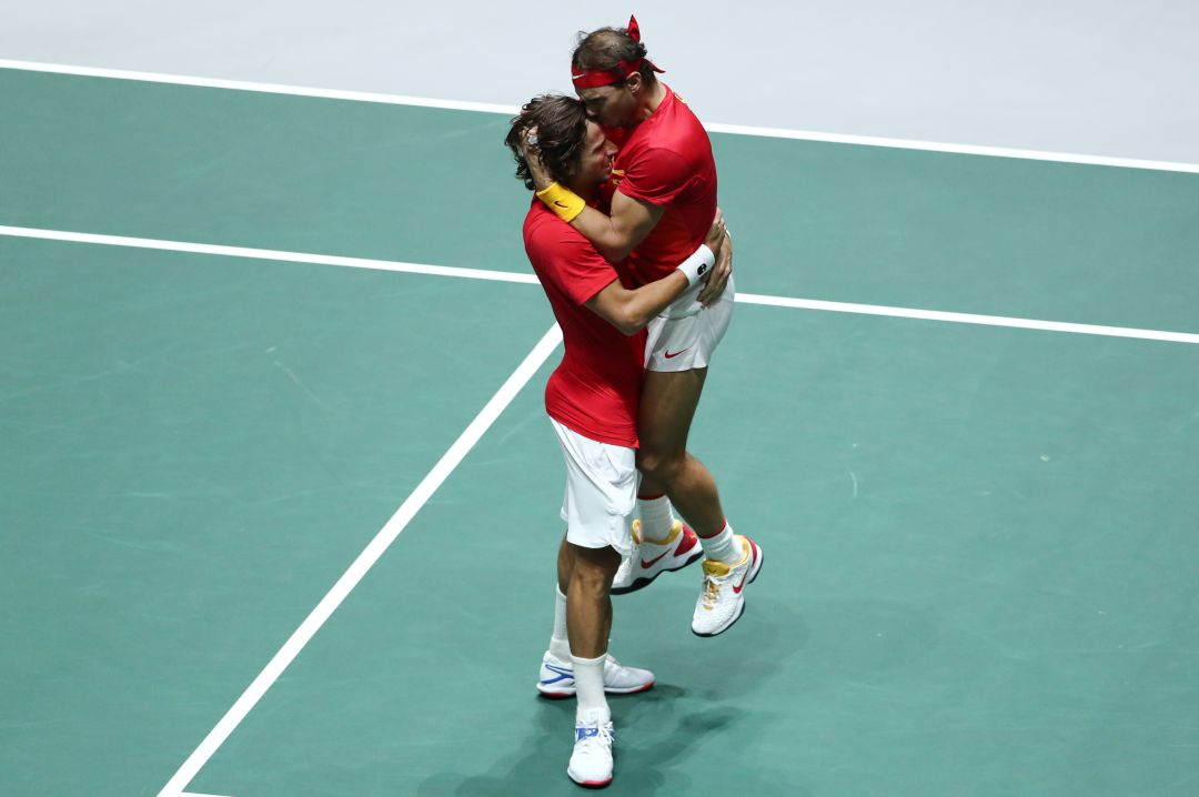 Rafa Nadal y Feliciano López celebran el paso a la final de la Copa Davis Rafa Nadal y Feliciano López celebran el paso a la final de la Copa Davis