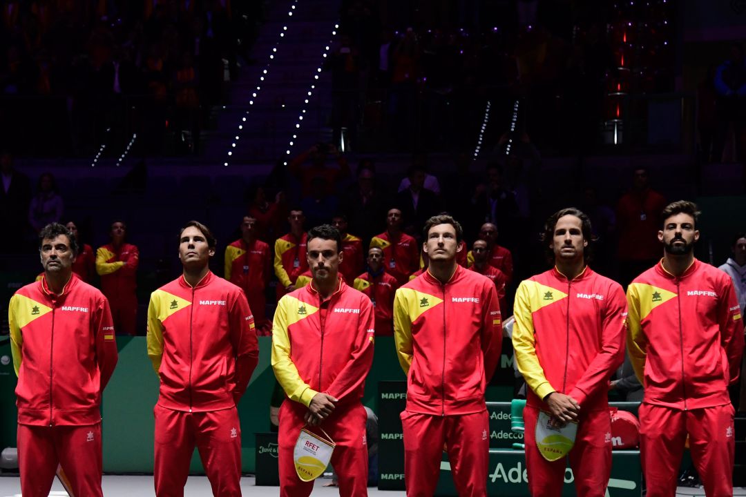 Los jugadores españoles y el entrenador en la previa de las semifinales contra Argentina Los jugadores españoles y el entrenador en la previa de las semifinales contra Argentina