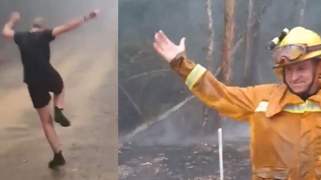 Bomberos australianos bailan celebrando la lluvia en mitad de los incendios