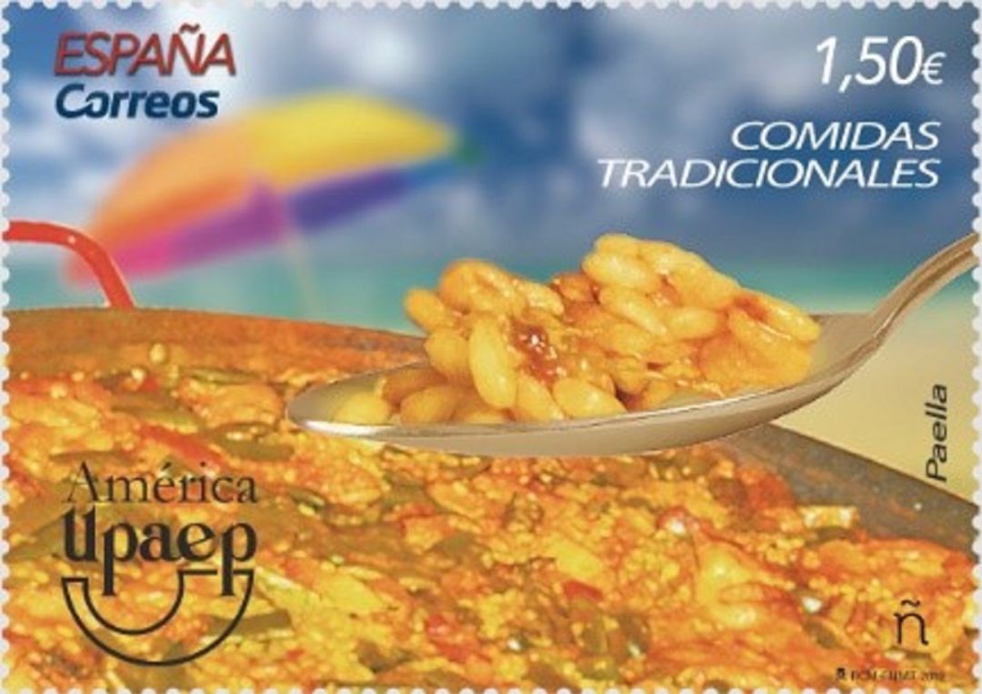 Sello con la imagen de una paella Sello con la imagen de una paella