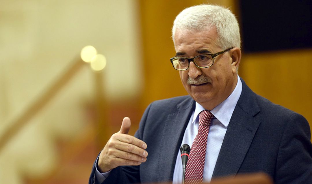 El parlamentario andaluz y presidente del PSOE de Cádiz, Manuel Jiménez Barrios, durante una intervención en el parlamento El parlamentario andaluz y presidente del PSOE de Cádiz, Manuel Jiménez Barrios, durante una intervención en el parlamento