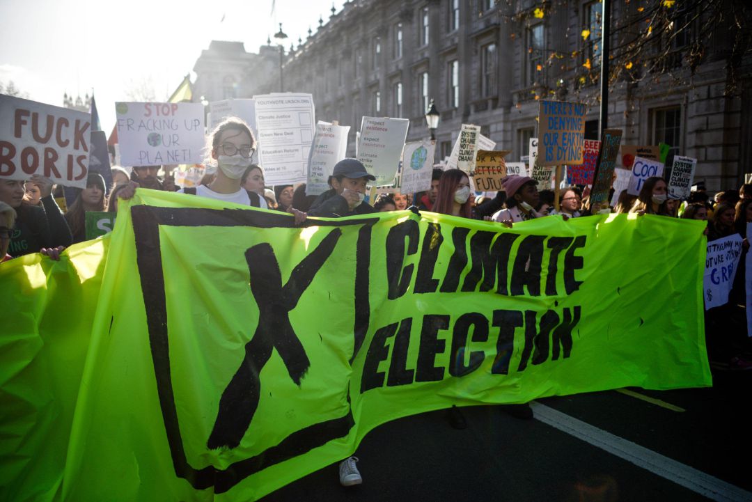 Estudiantes en una manifestación por el clima en Londres en noviembre de 2019. Estudiantes en una manifestación por el clima en Londres en noviembre de 2019.