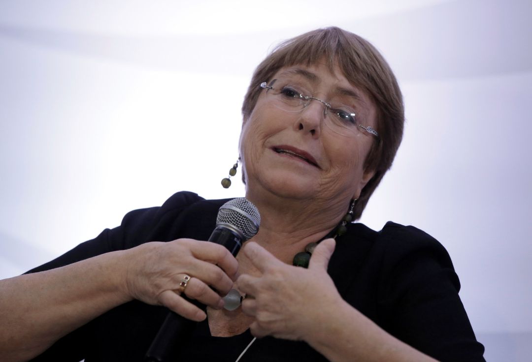 Michelle Bachelet, Alta Comisionada de las Naciones Unidas, durante una charla Michelle Bachelet, Alta Comisionada de las Naciones Unidas, durante una charla