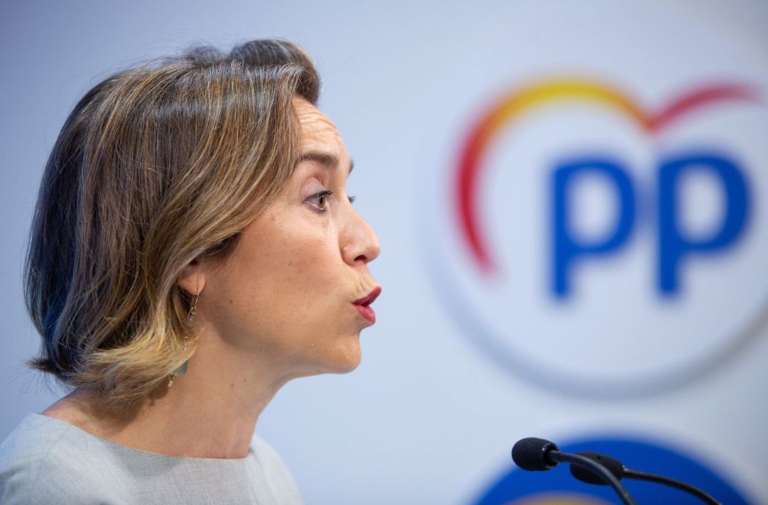 La vicesecretaria de Política Social del PP, Cuca Gamarra durante la rueda de prensa que ha ofrecido en Logroño La vicesecretaria de Política Social del PP, Cuca Gamarra durante la rueda de prensa que ha ofrecido en Logroño