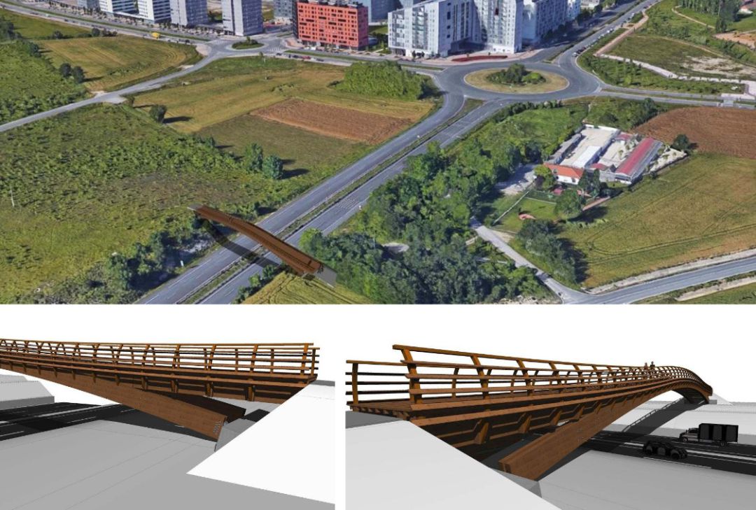 La pasarela será de madera y unirá ambos extremos de la carretera. La pasarela será de madera y unirá ambos extremos de la carretera.