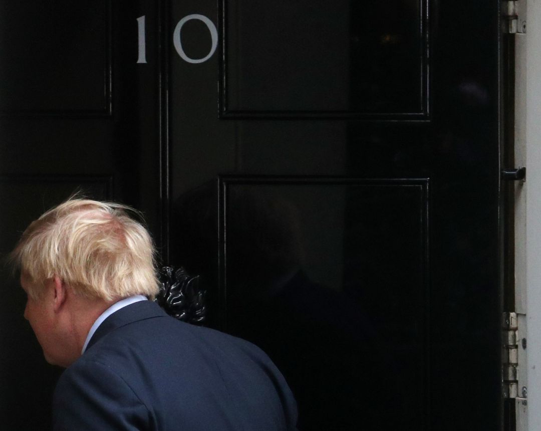 Boris Johnson, entrando a Downing Street de nuevo Boris Johnson, entrando a Downing Street de nuevo