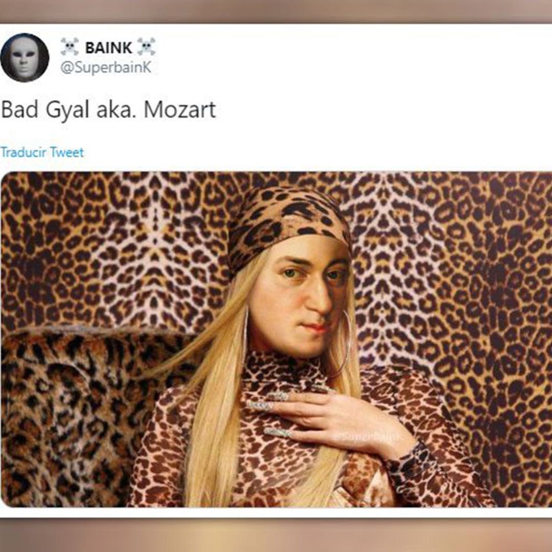 Montaje de la cara de Mozart sobre el cuerpo de Bad Gyal Montaje de la cara de Mozart sobre el cuerpo de Bad Gyal
