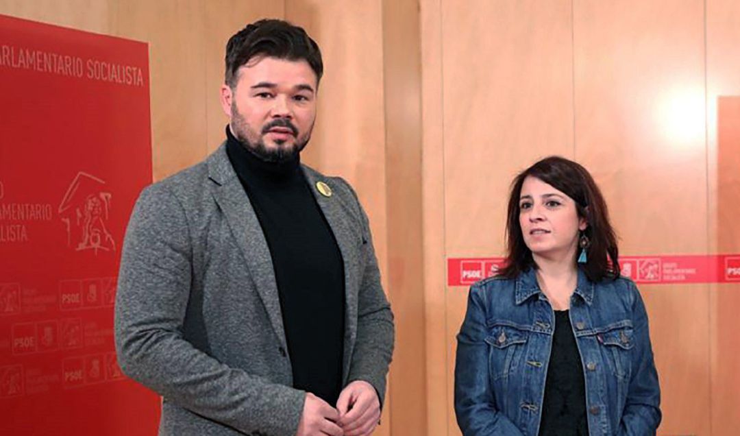La portavoz socialista en el Congreso, Adriana Lastra con el portavoz de ERC, Gabriel Rufián La portavoz socialista en el Congreso, Adriana Lastra con el portavoz de ERC, Gabriel Rufián