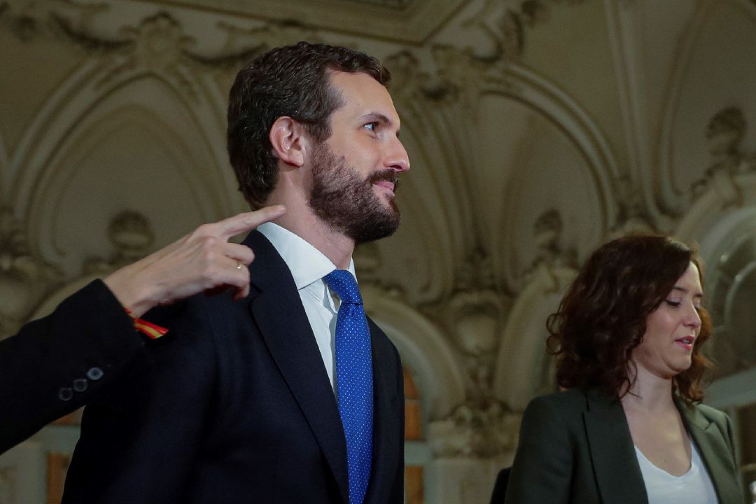El líder del PP, Pablo Casado, con Isabel Díaz Ayuso, presidenta de la Comunidad de Madrid. El líder del PP, Pablo Casado, con Isabel Díaz Ayuso, presidenta de la Comunidad de Madrid.