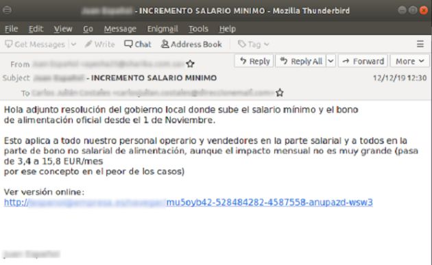 Así es el mail en cuestión. Así es el mail en cuestión.