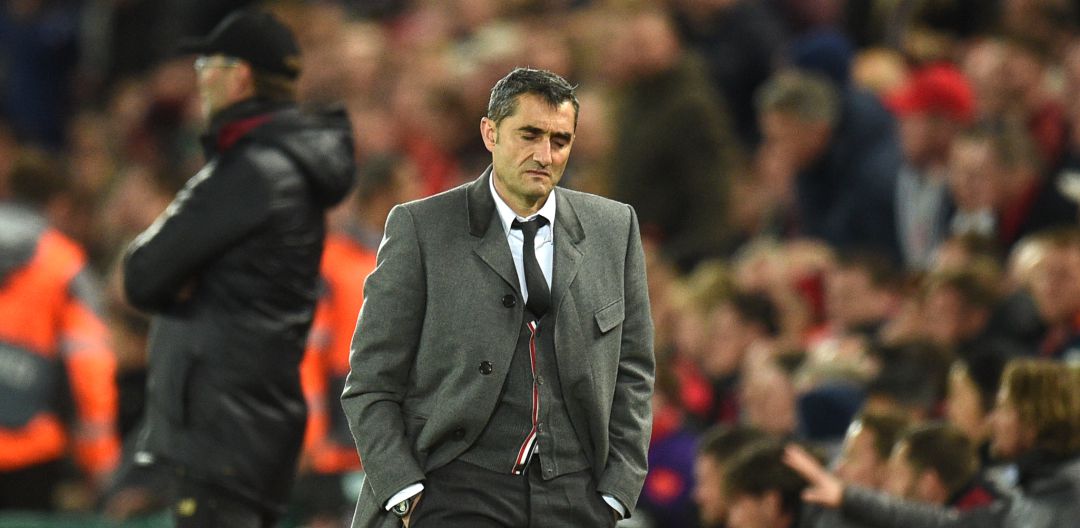 Ernesto Valverde, durante el partido de la pasada temporada de Anfield Ernesto Valverde, durante el partido de la pasada temporada de Anfield