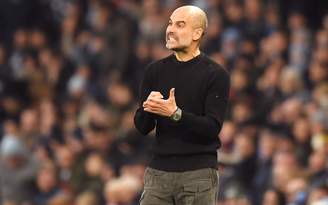 Pep Guardiola, en el partido entre el City y el Sheffield United. Pep Guardiola, en el partido entre el City y el Sheffield United.