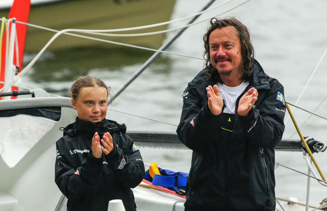Imagen de Greta Thunberg junto a su padre, Svante Thunberg, al llegar a Estados Unidos el pasado mes de agosto. Imagen de Greta Thunberg junto a su padre, Svante Thunberg, al llegar a Estados Unidos el pasado mes de agosto.