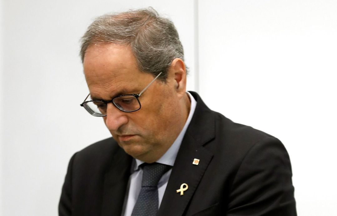 El presidente de la Generalitat, Quim Torra, durante su visita de este viernes a la Agencia de Ciberseguridad de Cataluña. El presidente de la Generalitat, Quim Torra, durante su visita de este viernes a la Agencia de Ciberseguridad de Cataluña.