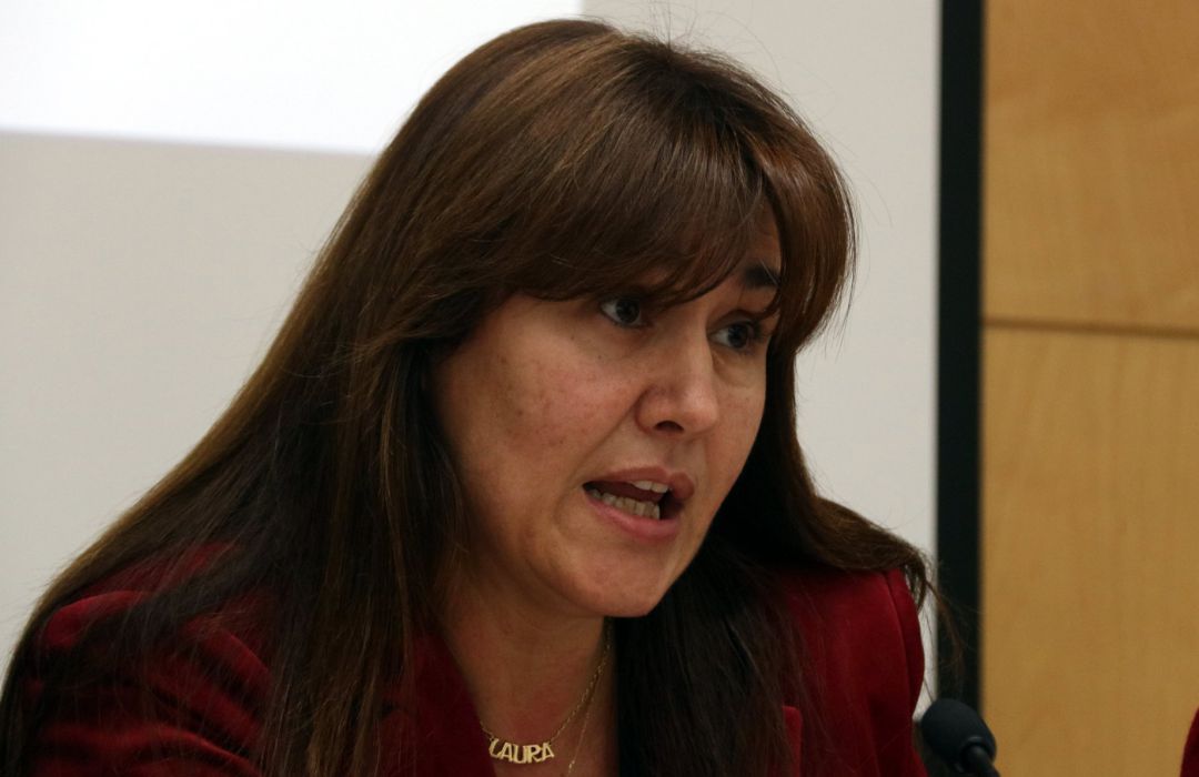 Laura Borras en rueda de prensa. Laura Borras en rueda de prensa.