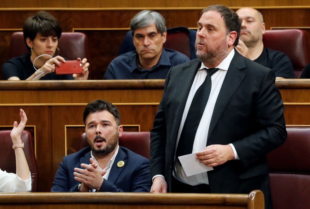 Fotografía de archivo del pasado 21 de mayo de 2019 que muestra a Oriol Junqueras durante la sesión constitutiva de las nuevas Cortes Generales de la XIII Legislativa en el Congreso de los Diputados. Fotografía de archivo del pasado 21 de mayo de 2019 que muestra a Oriol Junqueras durante la sesión constitutiva de las nuevas Cortes Generales de la XIII Legislativa en el Congreso de los Diputados.