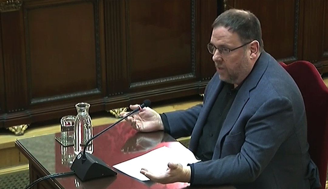 Oriol Junqueras, durante el juicio del Procés Oriol Junqueras, durante el juicio del Procés