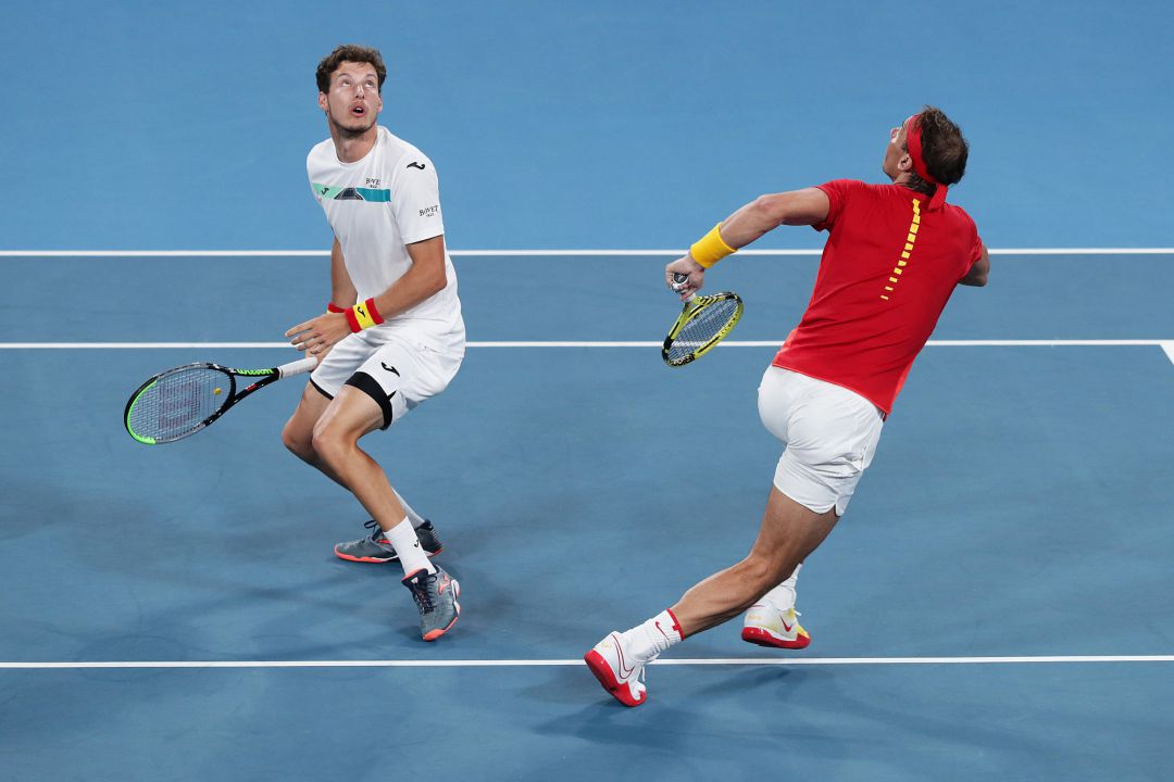 Carreño y Nadal, en el partido de dobles ante Bélgica en la ATP Cup. Carreño y Nadal, en el partido de dobles ante Bélgica en la ATP Cup.