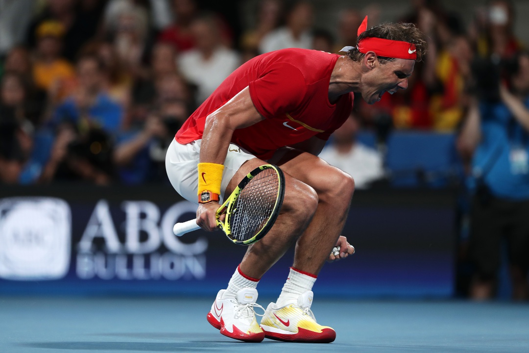 Rafa Nadal celebra un punto frente a Australia Rafa Nadal celebra un punto frente a Australia