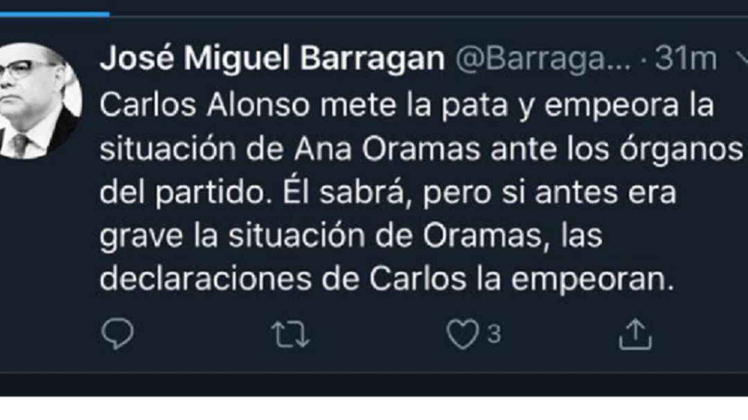 Barragán: "Alonso metiendo la pata y empeorando la situación de Oramas"