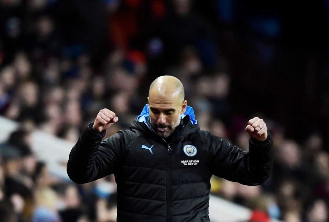 Guardiola, durante el partido contra el Aston Villa. Guardiola, durante el partido contra el Aston Villa.