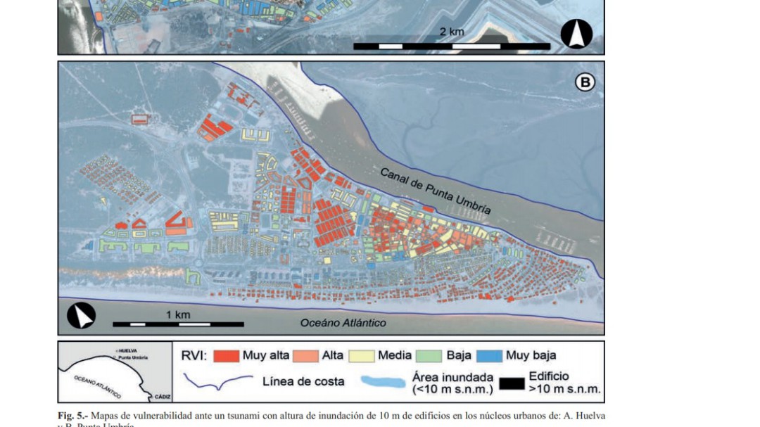 Un tsunami dejaría el 20% de la costa onubense inundada bajo una lámina de 9 metros de agua