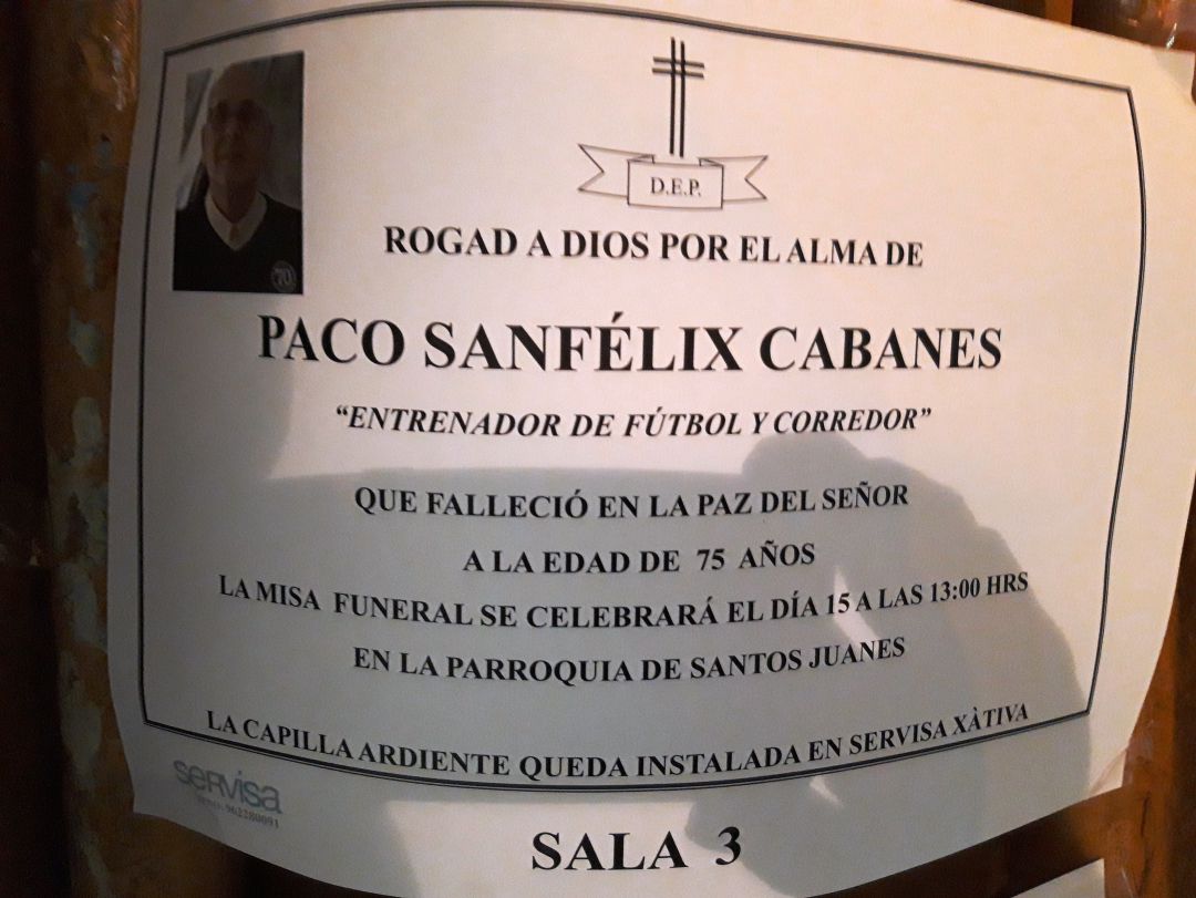 desaparecido sepelio futbol: Xàtiva despide este miércoles a Paco Sanfélix desaparecido sepelio futbol: Xàtiva despide este miércoles a Paco Sanfélix
