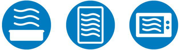 Los tres iconos que aparecerán en el recipiente. Los tres iconos que aparecerán en el recipiente.