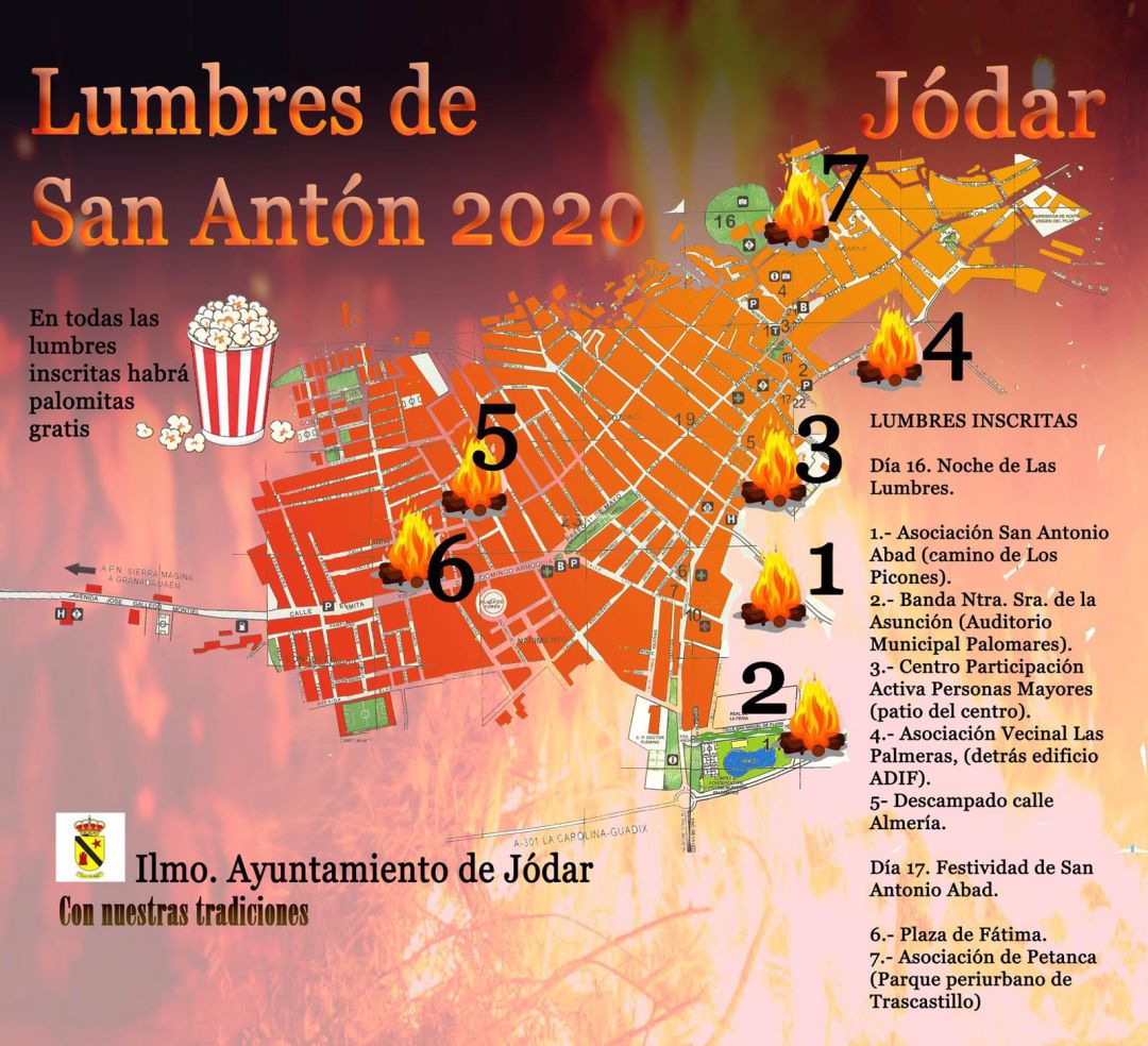 Mapa editado por laConcejalía de Festejos, con la ubicación de las Lumbres Mapa editado por laConcejalía de Festejos, con la ubicación de las Lumbres