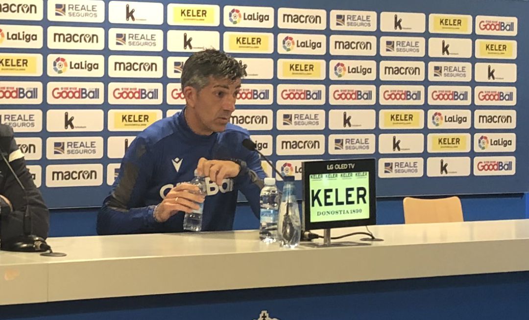 Imanol Alguacil en la sala de prensa de Zubieta Imanol Alguacil en la sala de prensa de Zubieta