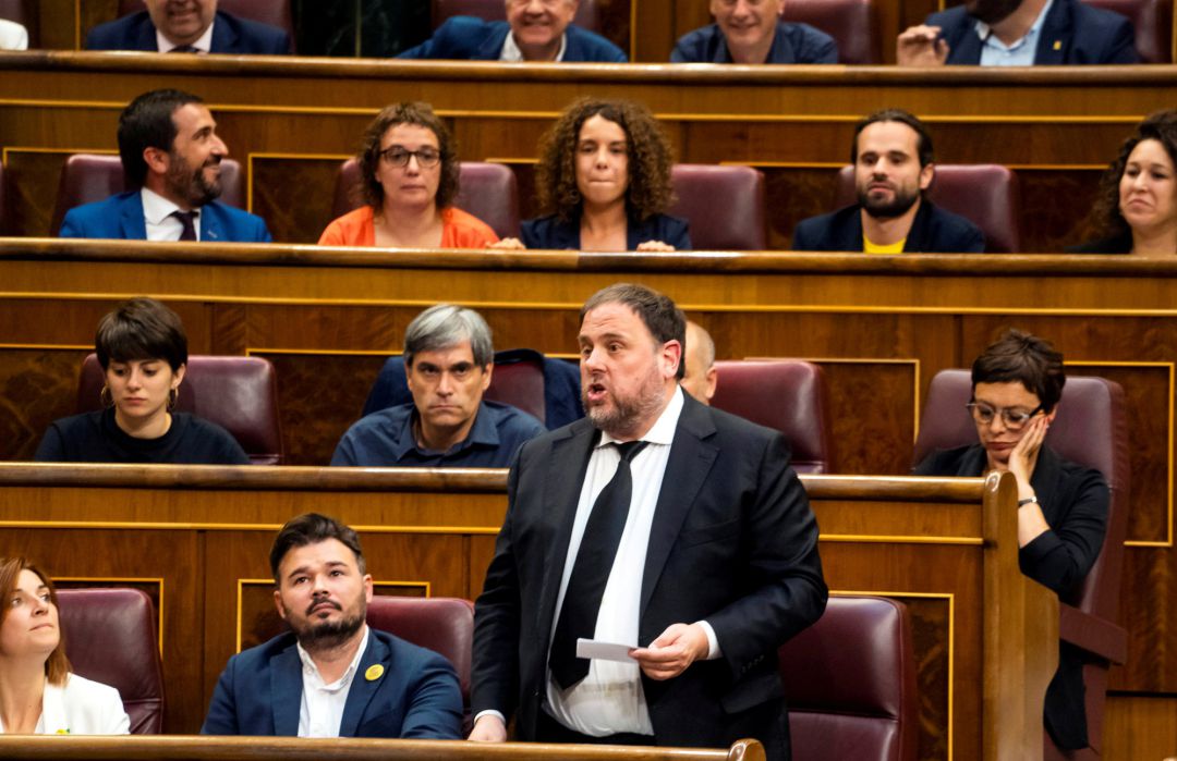 Oriol Junqueras durante una sesión del Congreso el pasado mes de mayo. Oriol Junqueras durante una sesión del Congreso el pasado mes de mayo.