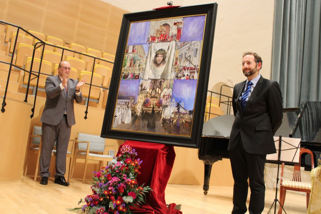 El pintor Manuel García Villacañas junto al cartel anunciador de la Semana Santa de Úbeda 2020 que ha realizado El pintor Manuel García Villacañas junto al cartel anunciador de la Semana Santa de Úbeda 2020 que ha realizado