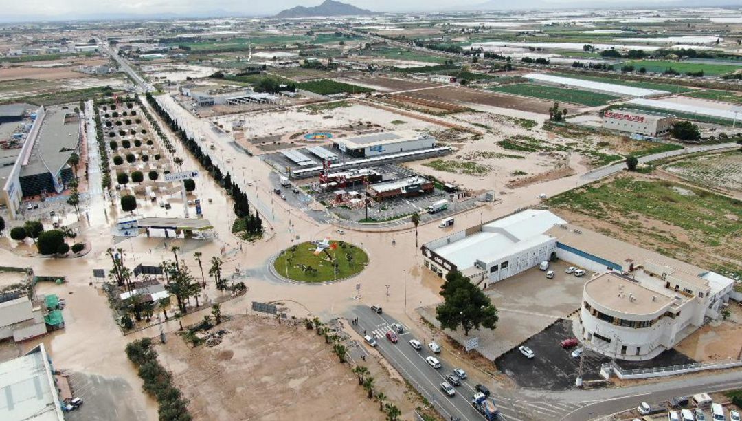 Inundación provocada por la borrasca Gloria en San Javier a vista de dron Inundación provocada por la borrasca Gloria en San Javier a vista de dron