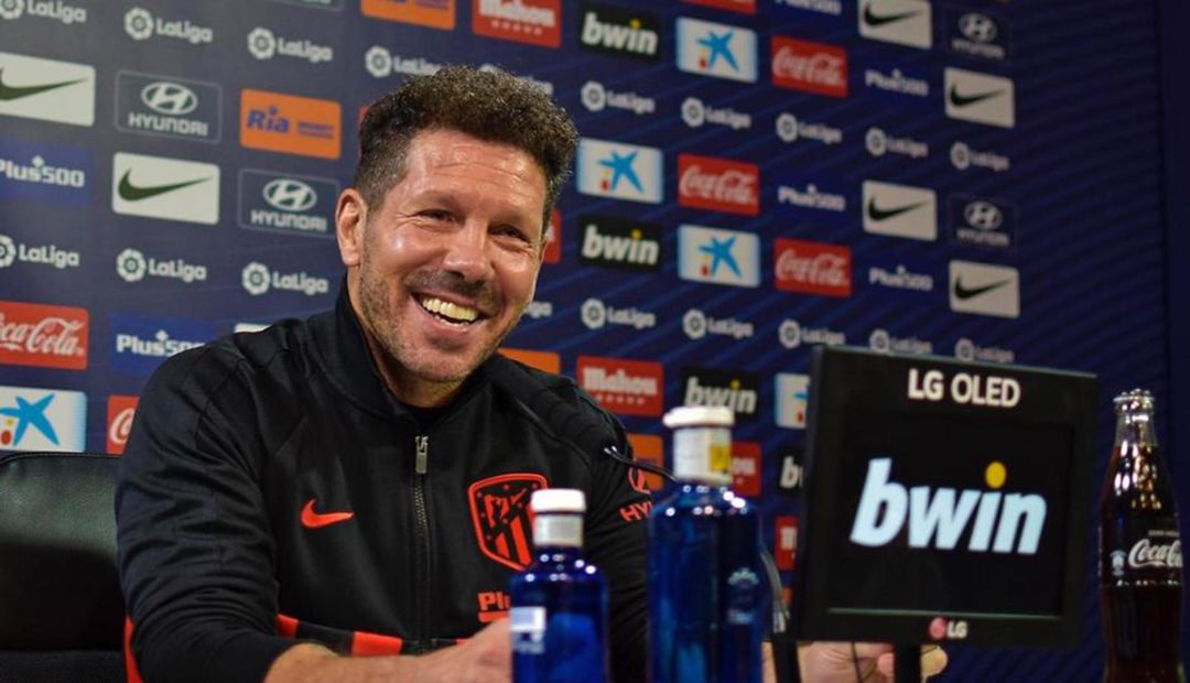 Simeone, durante su comparecencia antes del viaje a León Simeone, durante su comparecencia antes del viaje a León