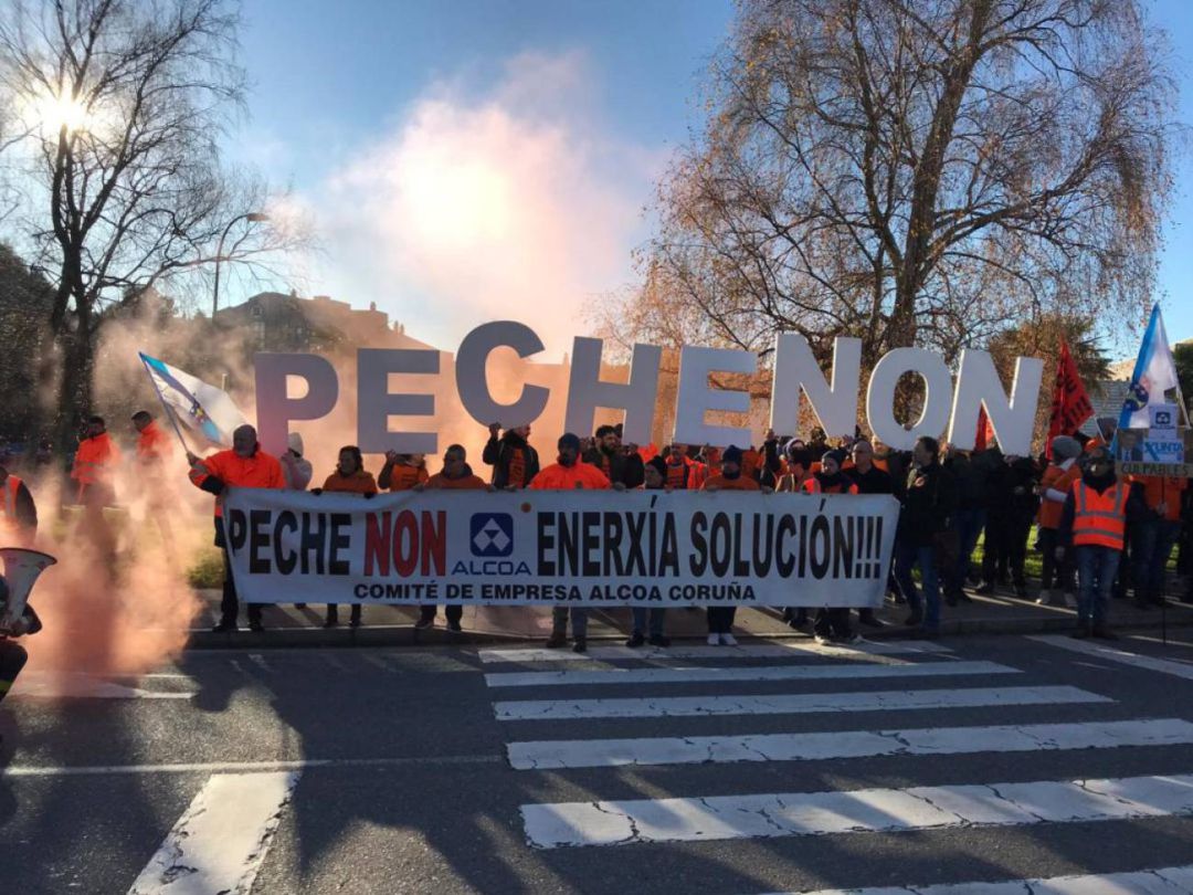 Protesta de los trabajadores de Alcoa Protesta de los trabajadores de Alcoa