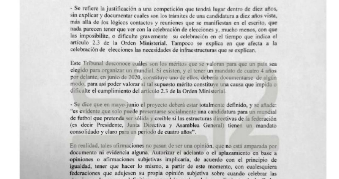 El documento del TAD al que ha tenido acceso la Cadena SER El documento del TAD al que ha tenido acceso la Cadena SER