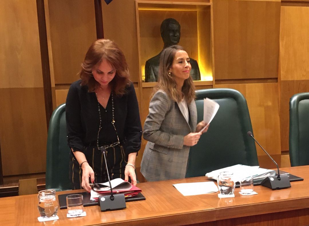 Carmen Herrarte (Ciudadanos) y María Navarro (PP), antes de comenzar la Comisión de Hacienda Carmen Herrarte (Ciudadanos) y María Navarro (PP), antes de comenzar la Comisión de Hacienda