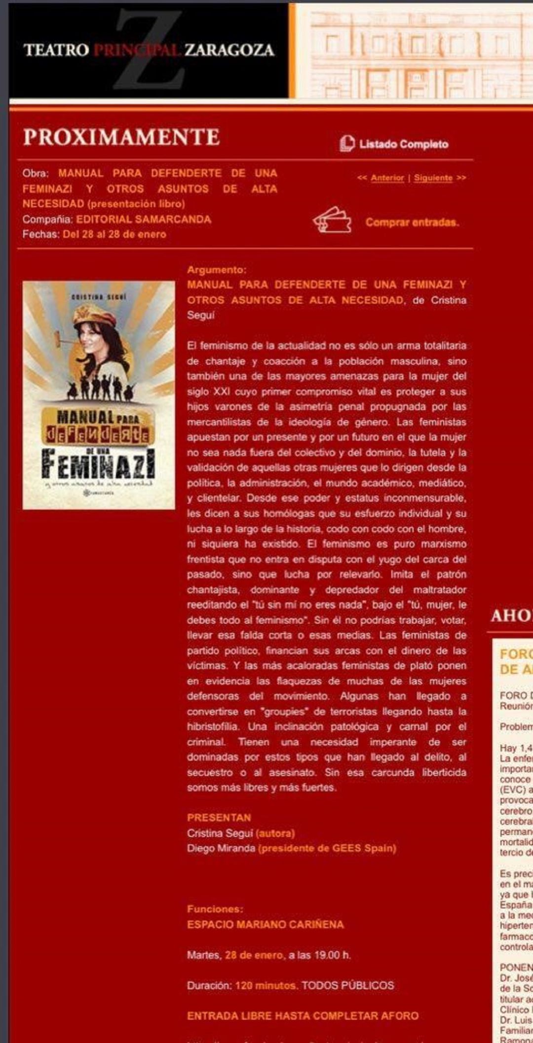 Desautirazada la presentación del libro de Cristina Segui Desautirazada la presentación del libro de Cristina Segui