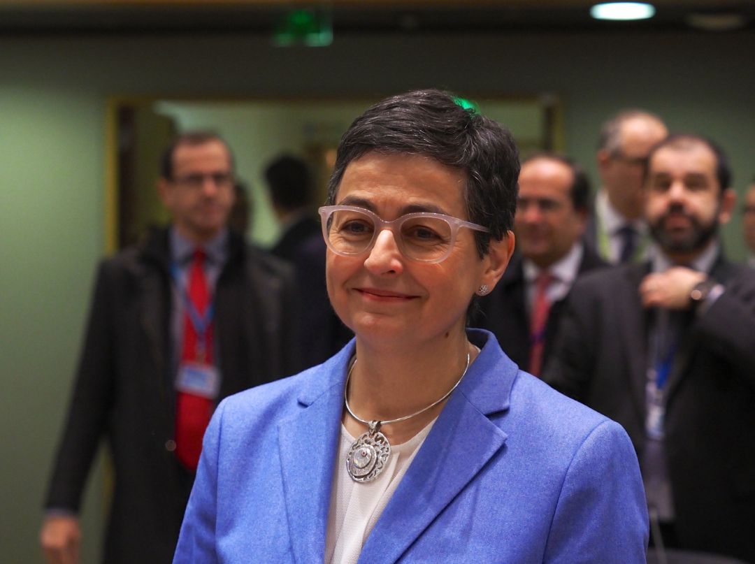 La ministra de Exteriores, Arancha González Laya, en una reunión del Consejo de Asuntos Exteriores de la Unión Europea. La ministra de Exteriores, Arancha González Laya, en una reunión del Consejo de Asuntos Exteriores de la Unión Europea.
