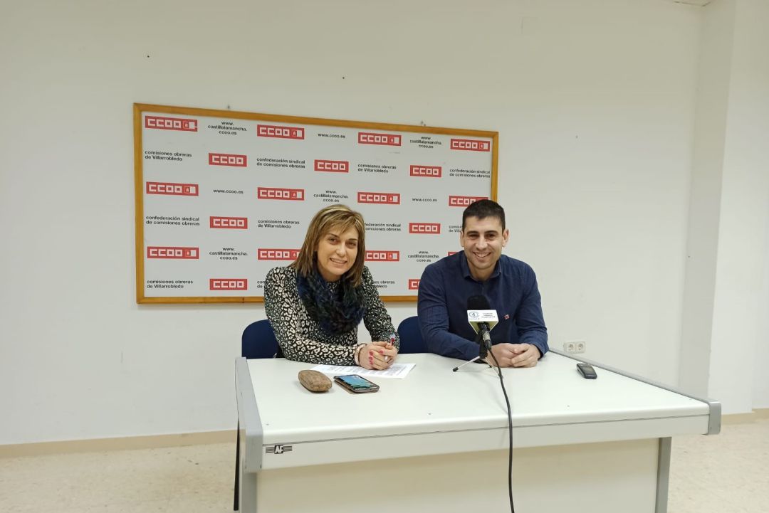 Paco Gómez, secretario comarcal y Carmen Juste, secretaria general de CCOO Albacete. Paco Gómez, secretario comarcal y Carmen Juste, secretaria general de CCOO Albacete.