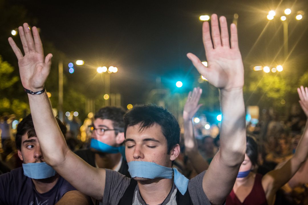 Una imagen de las manifestaciones frente al Congreso contra la Ley Mordaza Una imagen de las manifestaciones frente al Congreso contra la Ley Mordaza