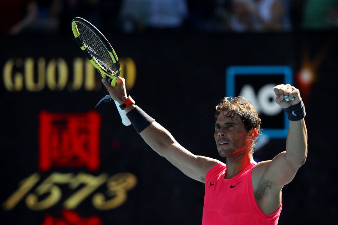 Rafael Nadal celebra su victoria contra Pablo Carreño Rafael Nadal celebra su victoria contra Pablo Carreño