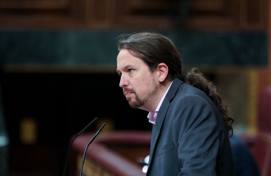 El secretario general de Podemos, Pablo Iglesias, en el Congreso de los Diputados en la primera sesión del debate de investidura del candidato socialista a la Presidencia de Gobierno en la XIV Legislatura en Madrid (España), a 4 de enero de 2020. El secretario general de Podemos, Pablo Iglesias, en el Congreso de los Diputados en la primera sesión del debate de investidura del candidato socialista a la Presidencia de Gobierno en la XIV Legislatura en Madrid (España), a 4 de enero de 2020.