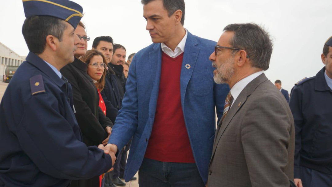 Pedro Sánchez sobrevuela las zonas de la Región afectadas por el temporal
