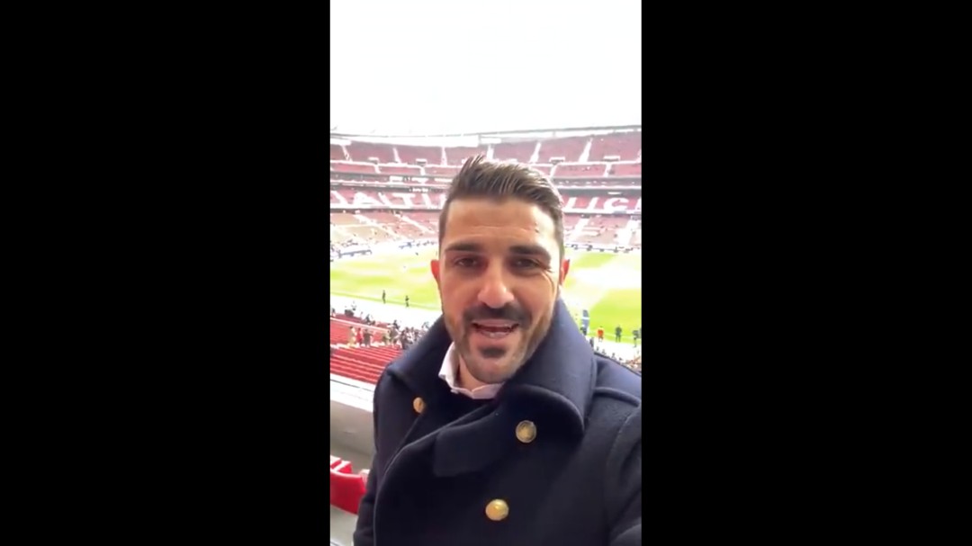 David Villa visita el Metropolitano para ver el Atleti-Leganés