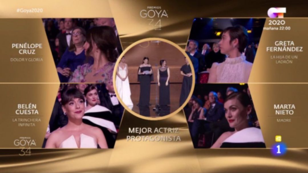 Imagen del momento en el que alguien del público grita "Estefanía" durante la gala de los Goya 2020. Imagen del momento en el que alguien del público grita "Estefanía" durante la gala de los Goya 2020.